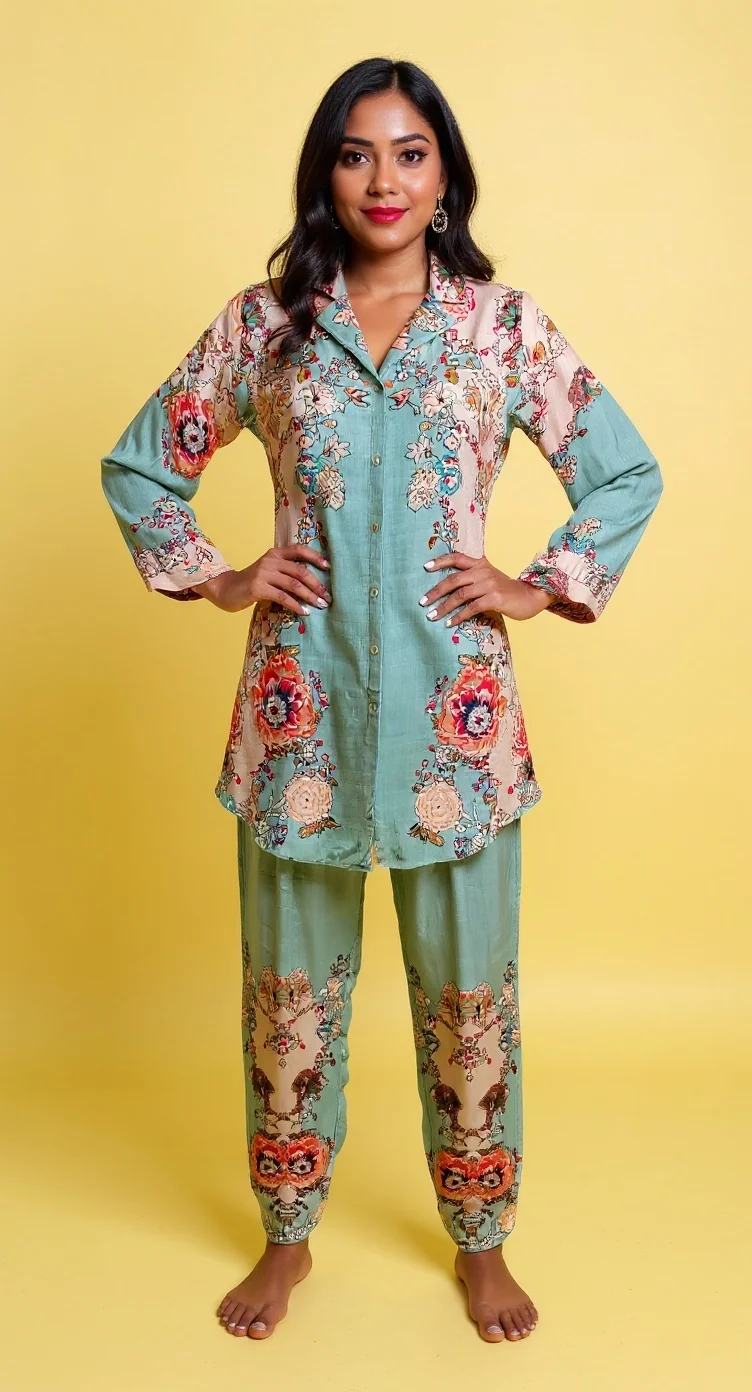 Floral Silk Pajama Set