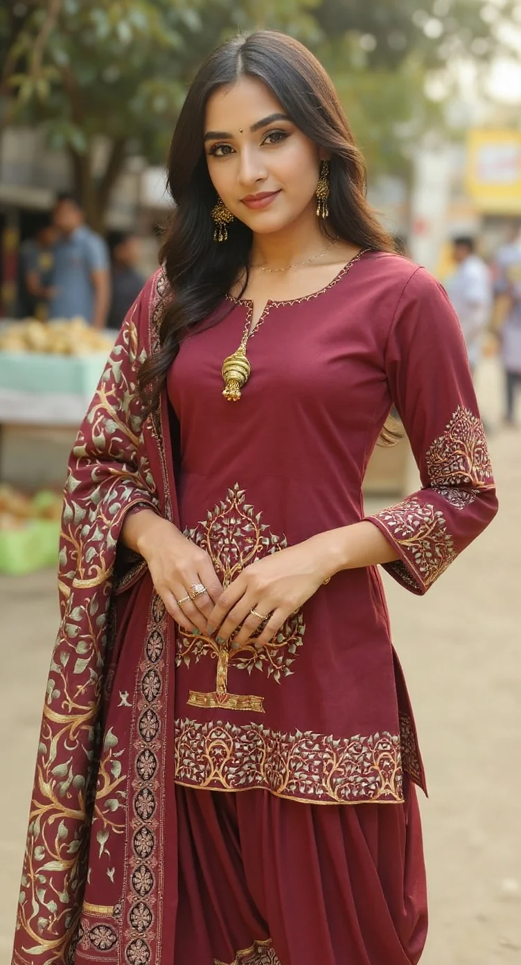 Maroon Patiala Suit Set