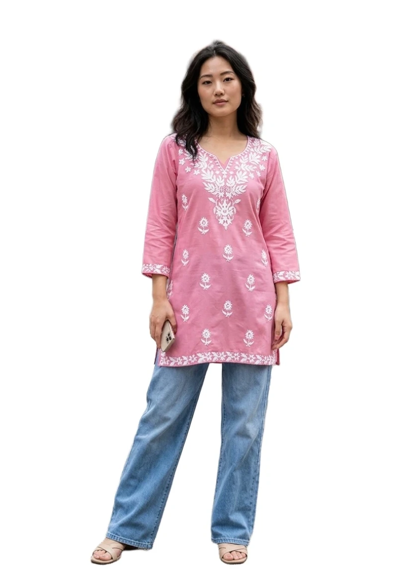 Lavender embroidered anarkali suit for women with dupatta, background removed using AI-powered background removal for clean product display